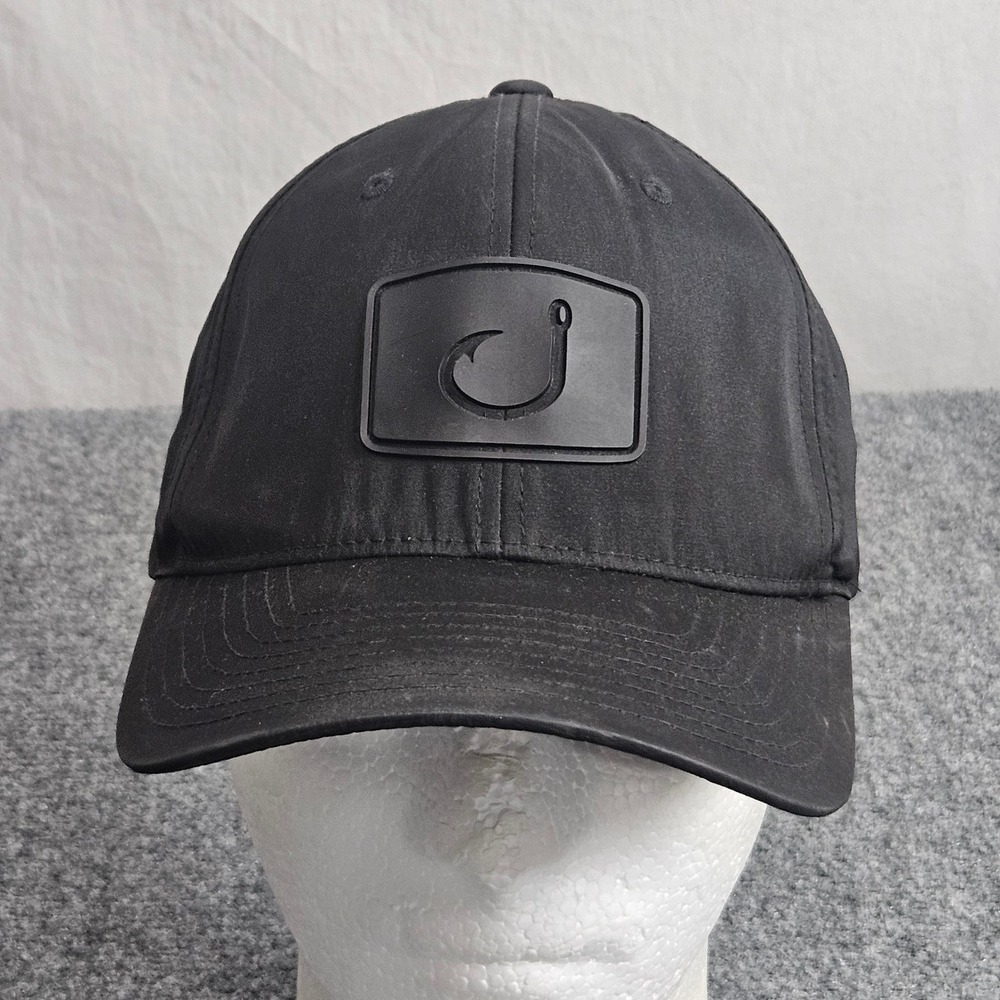 AVID Fishing Gear Hat Black Performance Fade Snapback Rubber Logo Outdoor